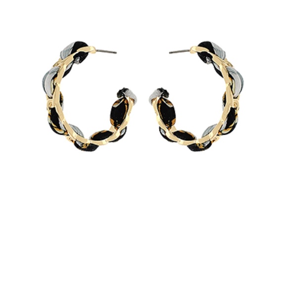 Scarf Fabric Oval Chain Hoops - Picture 6 of 6